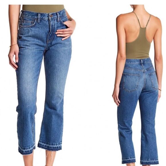 Free People High Rise Released Hem Crop Flare Jeans 25 - Picture 1 of 15